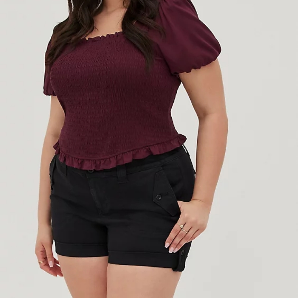 TORRID MILITARY SHORT SHORT - TWILL BLACK